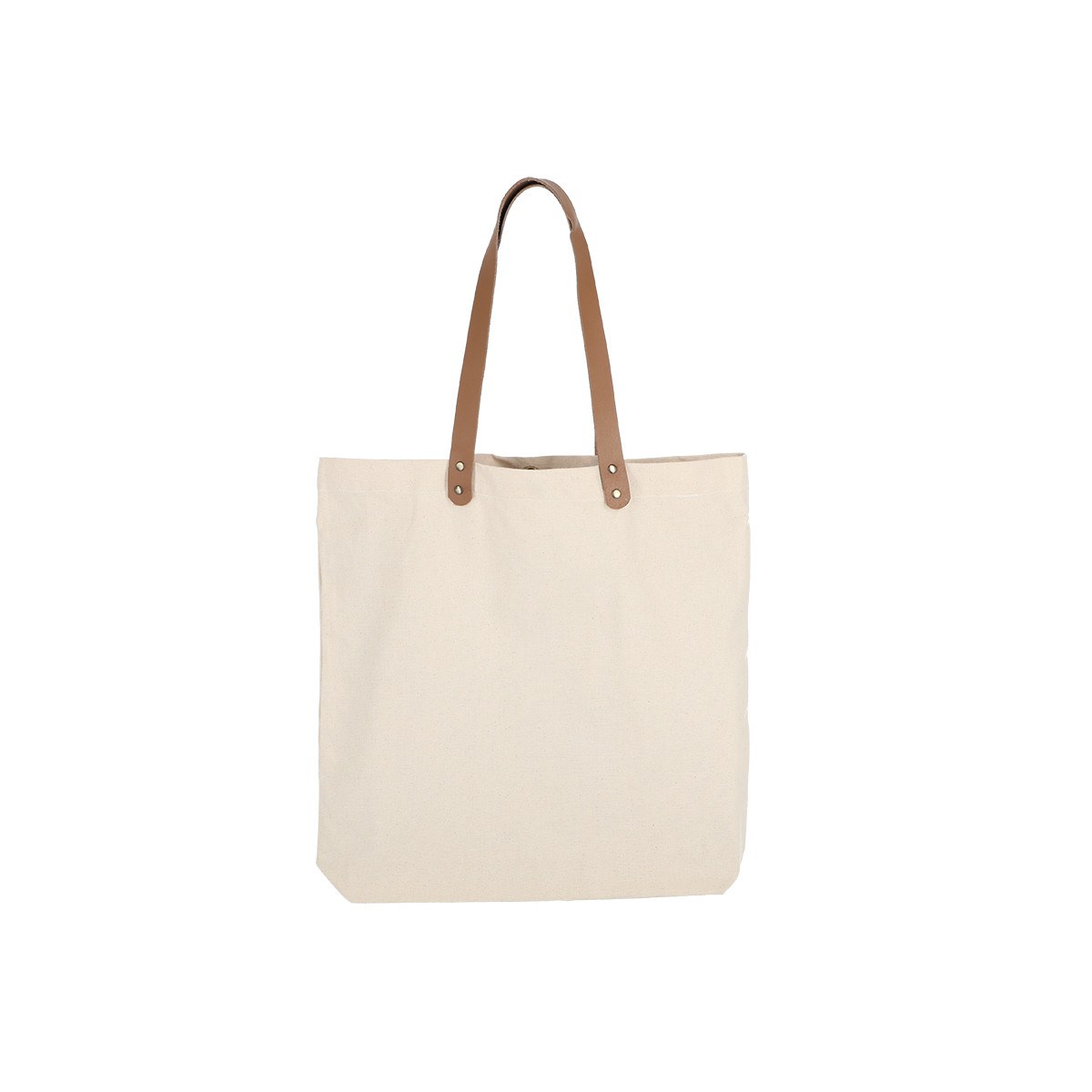 Bolsa de Uso Personal color natural con manillas de cuero 45x45x8 (cm)