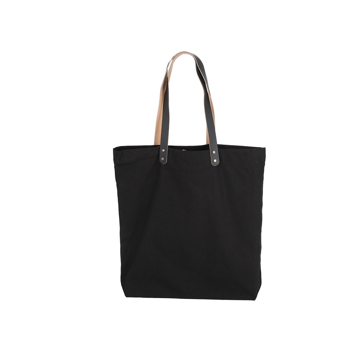 Bolsa de Uso Personal color negro con manillas de cuero 45x45x8 (cm)