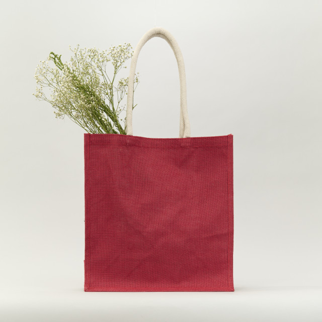 Bolsa de yute roja con recubrimiento 40x40x20 (cm) Alternativa