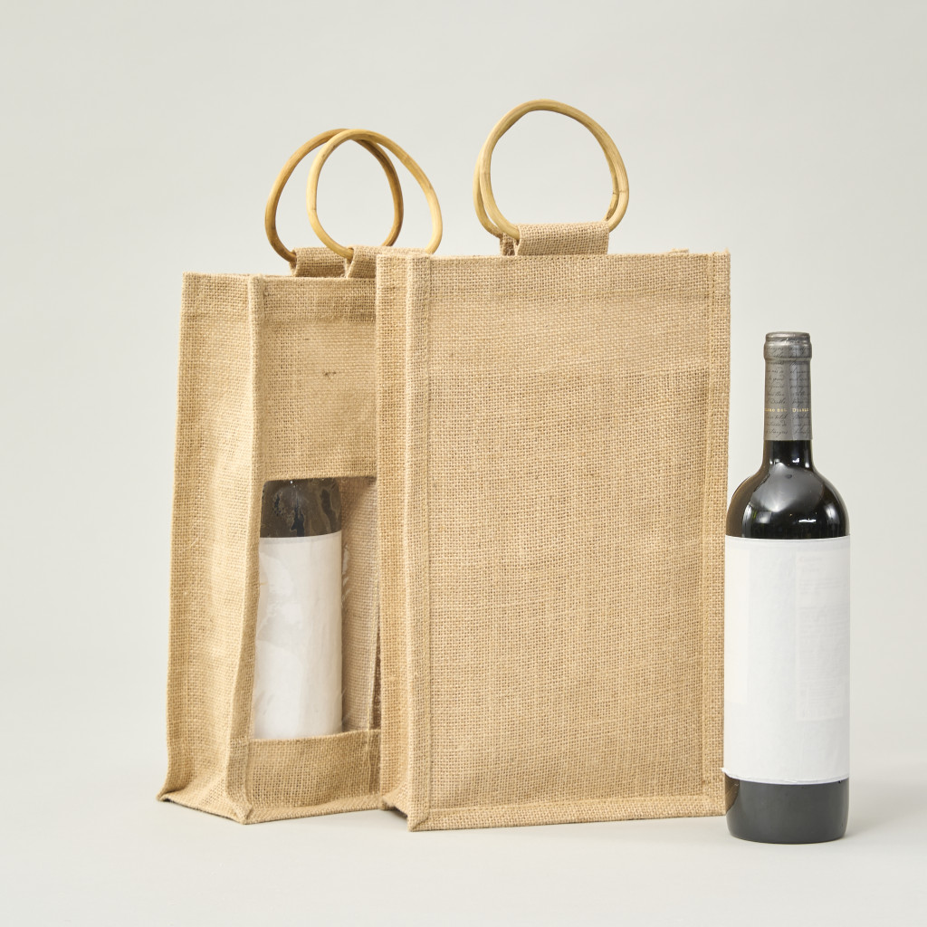 Bolsa de yute para 2 Botellas de Vino 35x20x10 (cm) con ventana