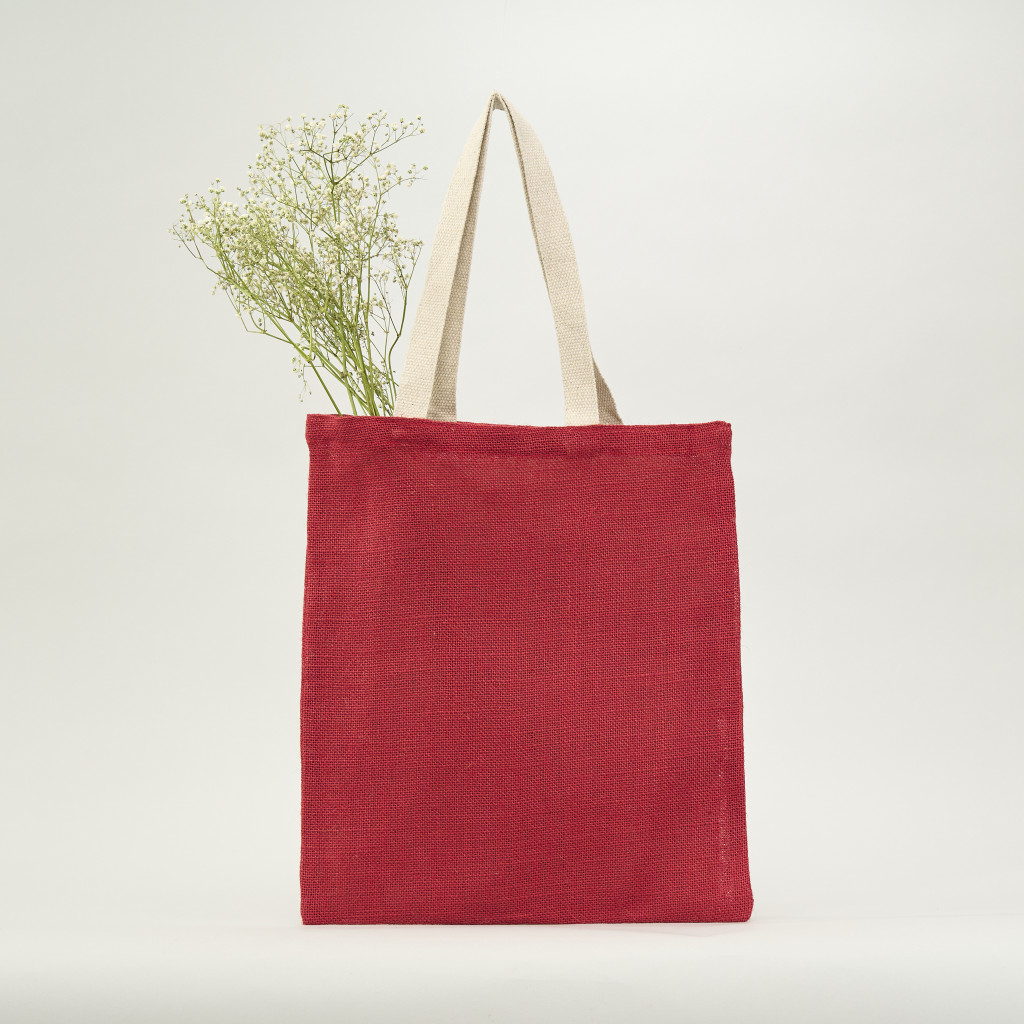 Bolsa de yute roja con recubrimiento 40x35 (cm)