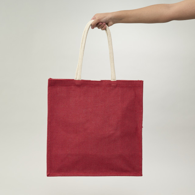 Bolsa de yute roja con recubrimiento 40x40x20 (cm)