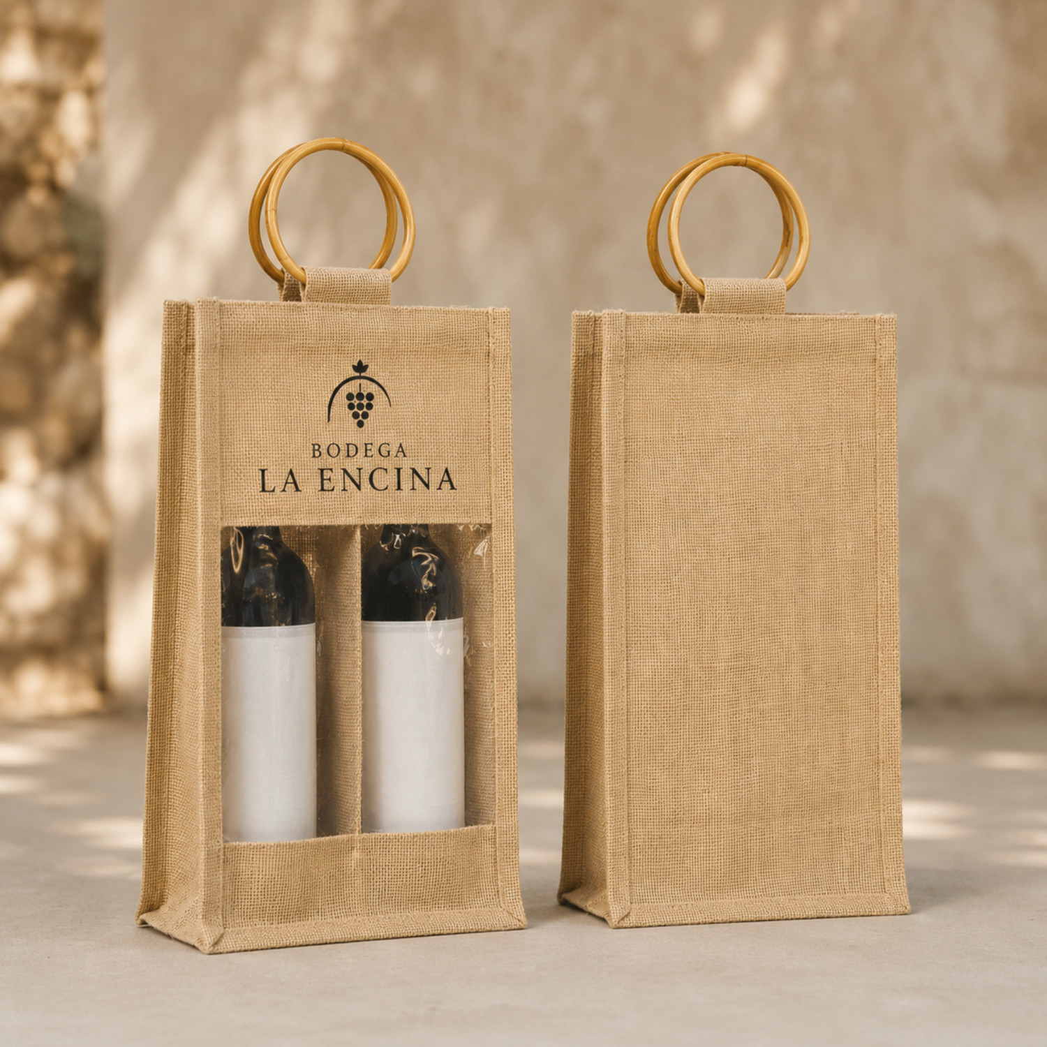 Bolsa de vino de yute (ventana) | 35x20x10 (cm)