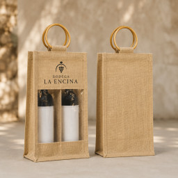 Bolsa de vino de yute (ventana) | 35x20x10 (cm)