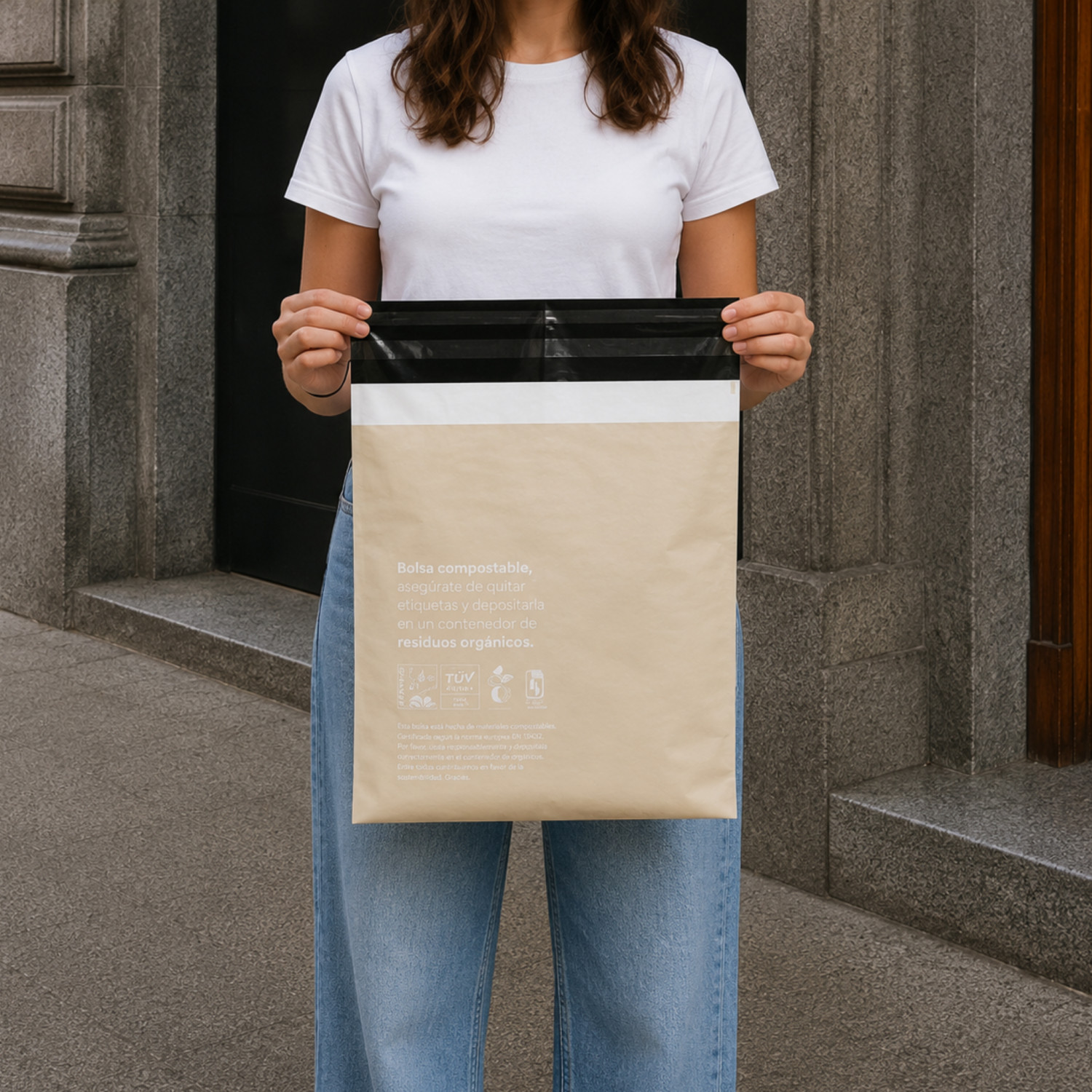 Bolsa de Envío Compostable Gris | 45x39 cm