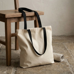 Bolsa de algodón con manilla negra | 42x38 (cm)