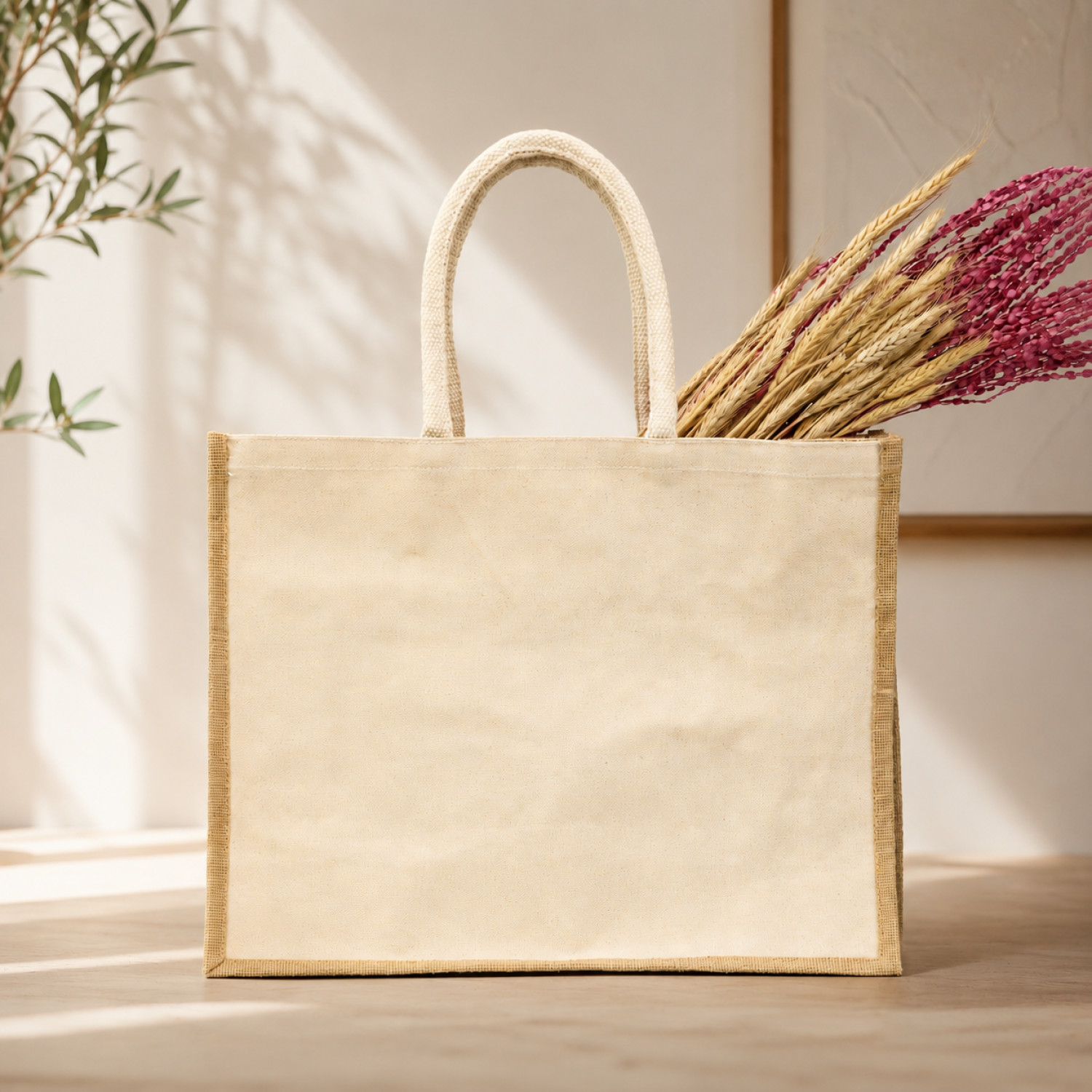 Bolsa de yute con lado de algodón | 35x45x17 (cm)
