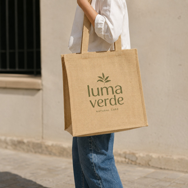 Bolsa de yute con asa plana | 35x40x17 (cm)